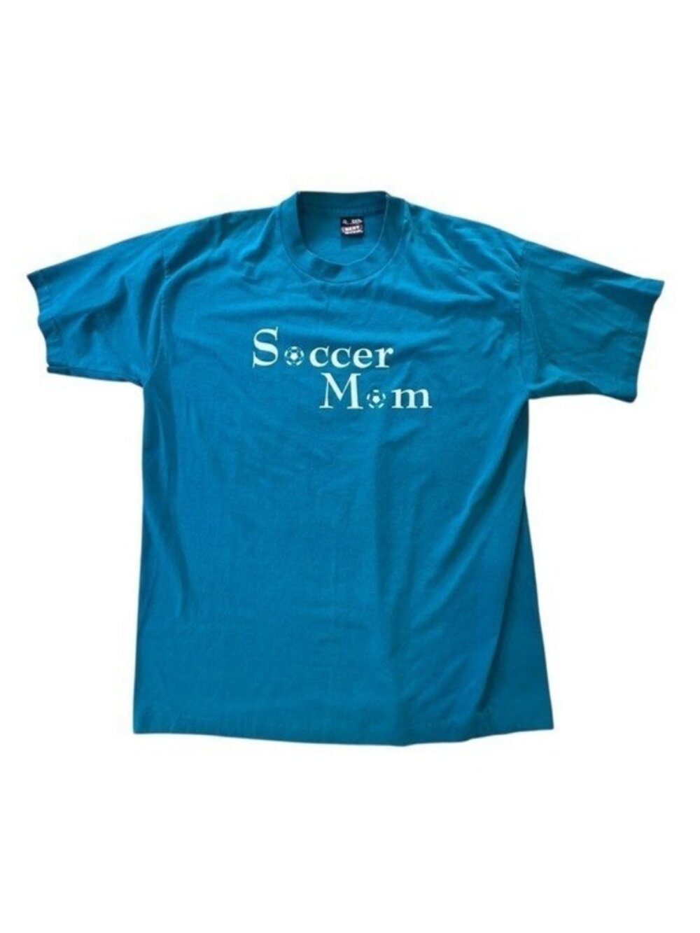 Best Fruit Of The Loom Soccer Mom Teal T-Shirt XL Short Sleeve Single Stitch Vtg